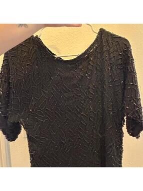 Women's Black Beaded Blouse